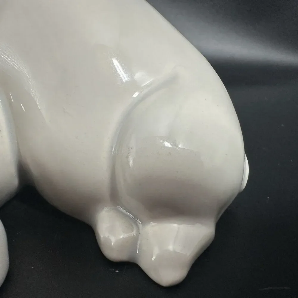 VTG USA Fine Porcelain Pig Figurine 6.25” Resting Pigs Mid Century Decor